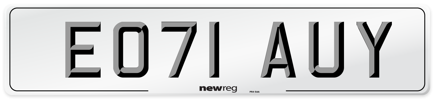 EO71 AUY Number Plate from New Reg